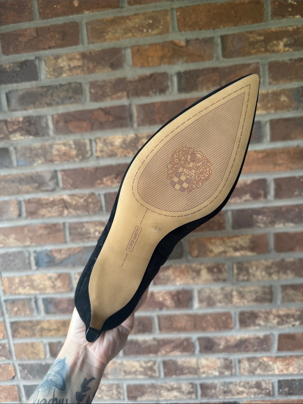Vince Camuto Black Suede Knee-High Pointed Toe Boots - Picture 2 of 5